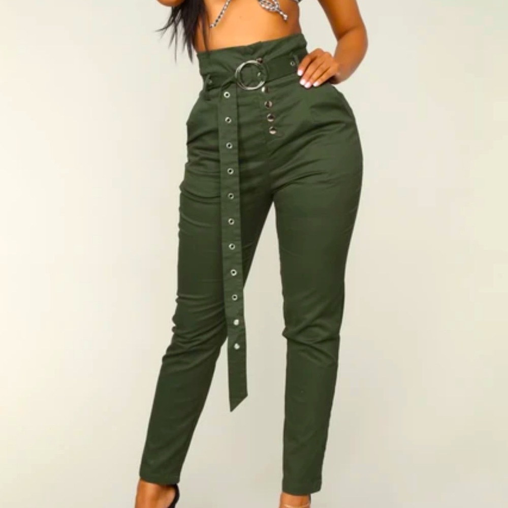 Olive high waisted pants